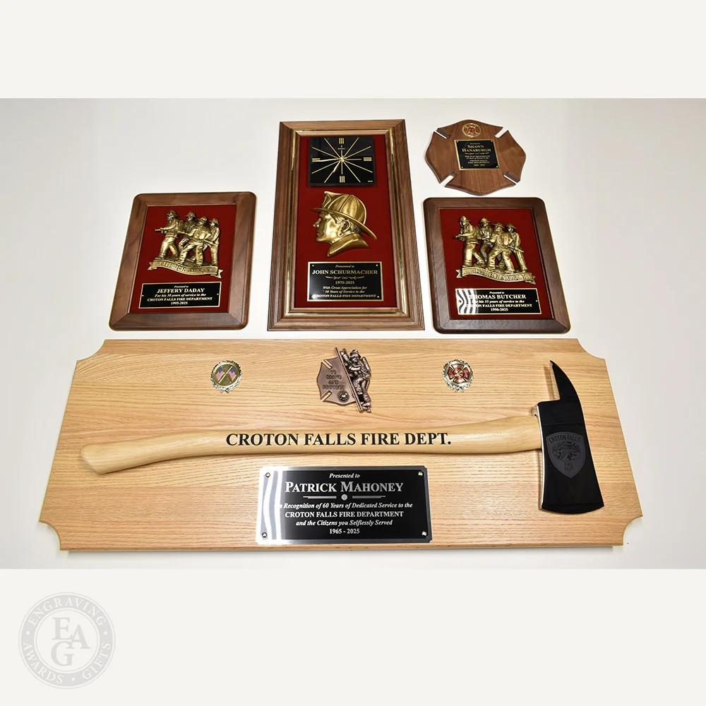 13" x 24" Walnut Firefighter Clock Frame Award - Image 2