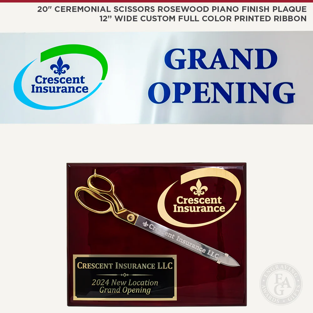 20" Ceremonial Scissors Rosewood Piano Finish Plaque - Image 12