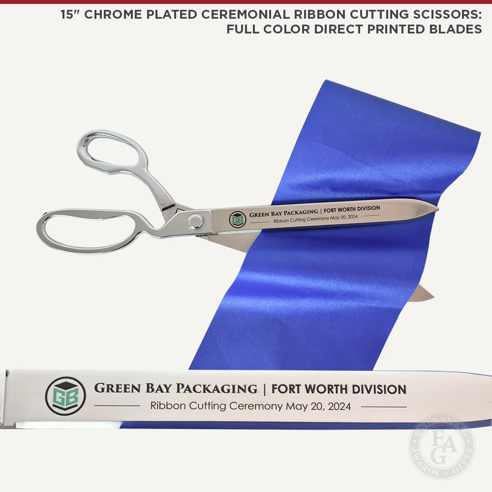15" Chrome Plated Ceremonial Ribbon Cutting Scissors - Image 13
