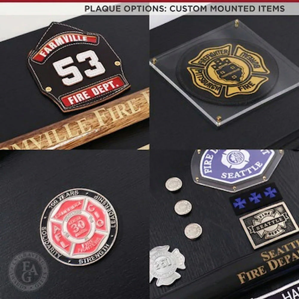 20" x 12" Black Firefighter Axe Award Plaque - Gold - Image 10