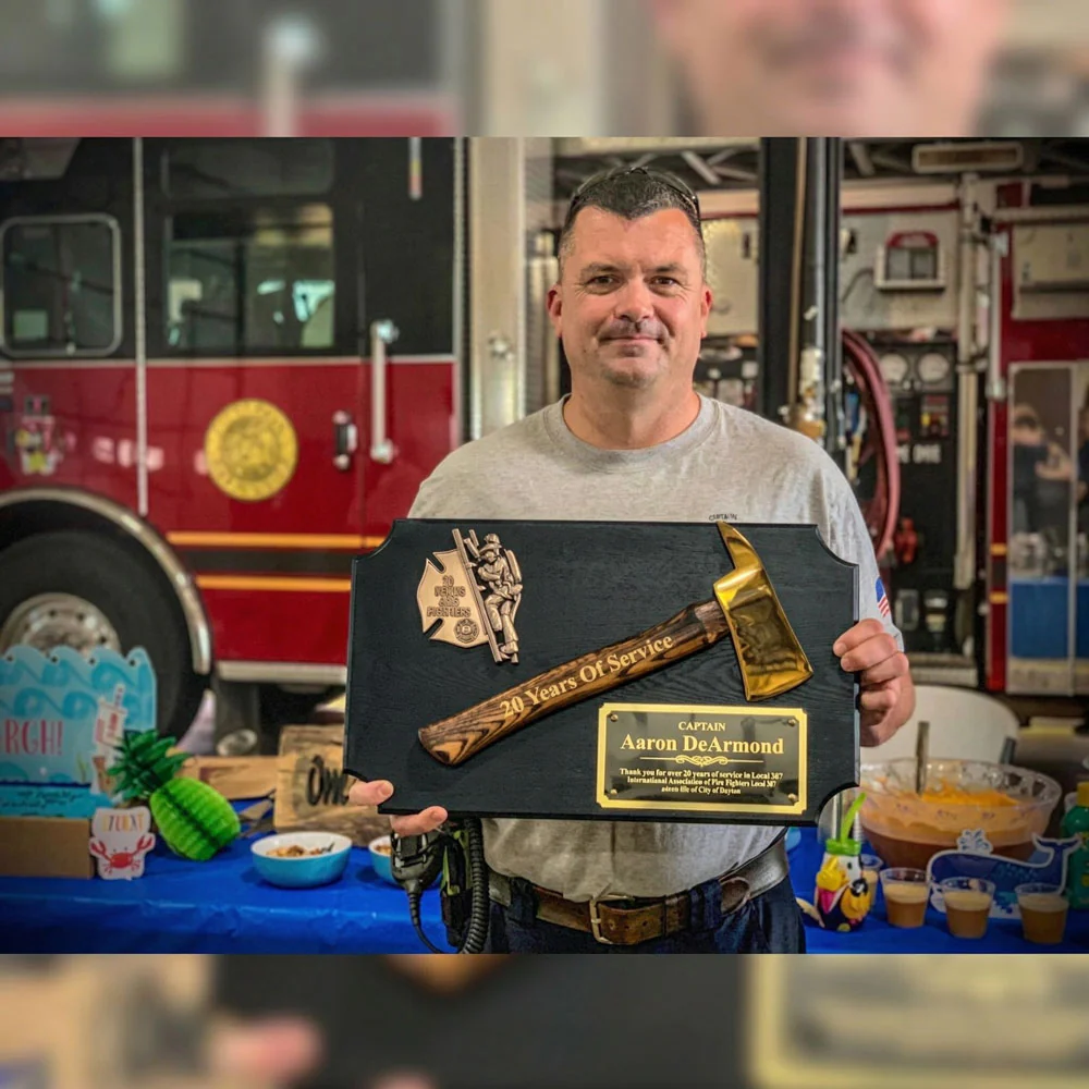 20" x 12" Black Firefighter Axe Award Plaque - Gold - Image 23