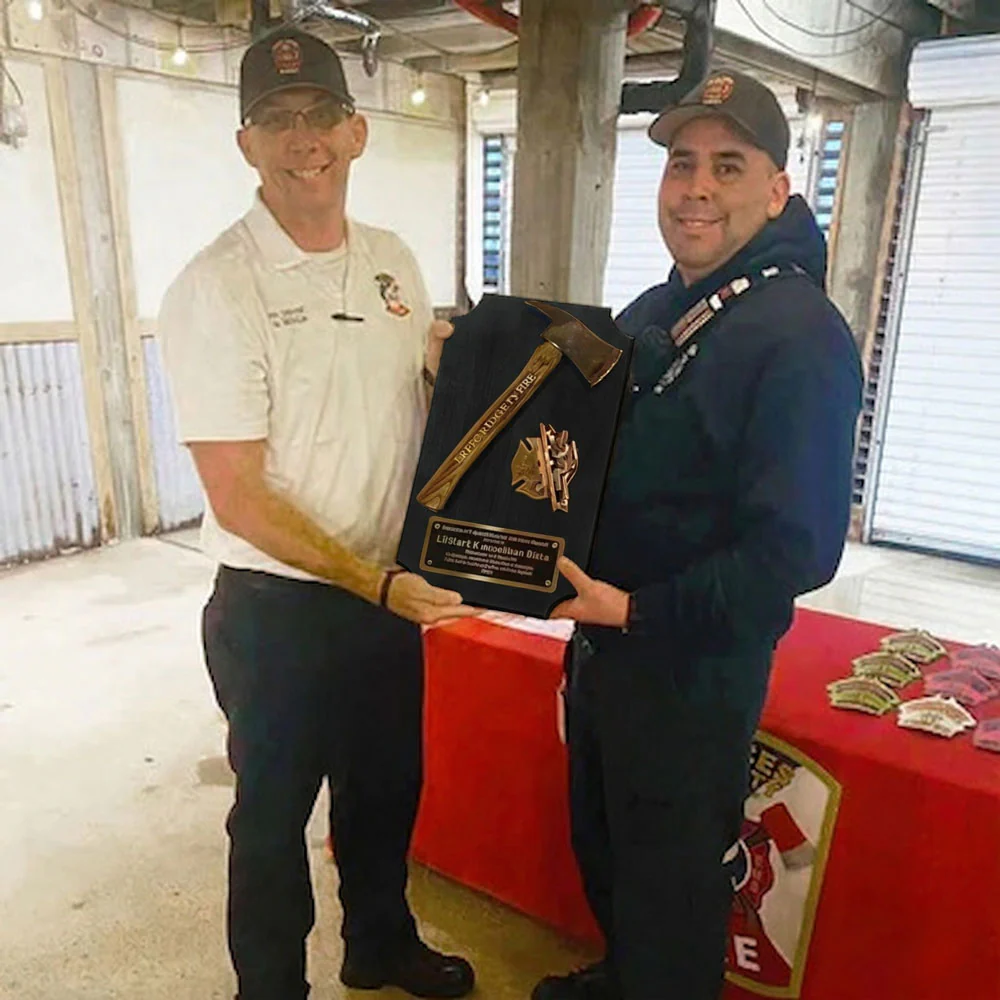 20" x 12" Black Firefighter Axe Award Plaque - Gold - Image 29