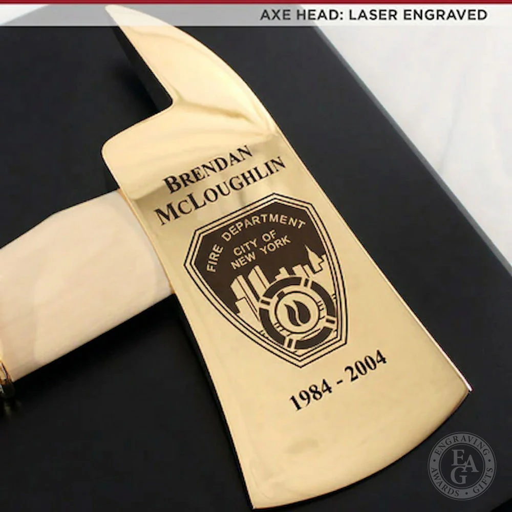 20" x 12" Black Firefighter Axe Award Plaque - Gold - Image 8
