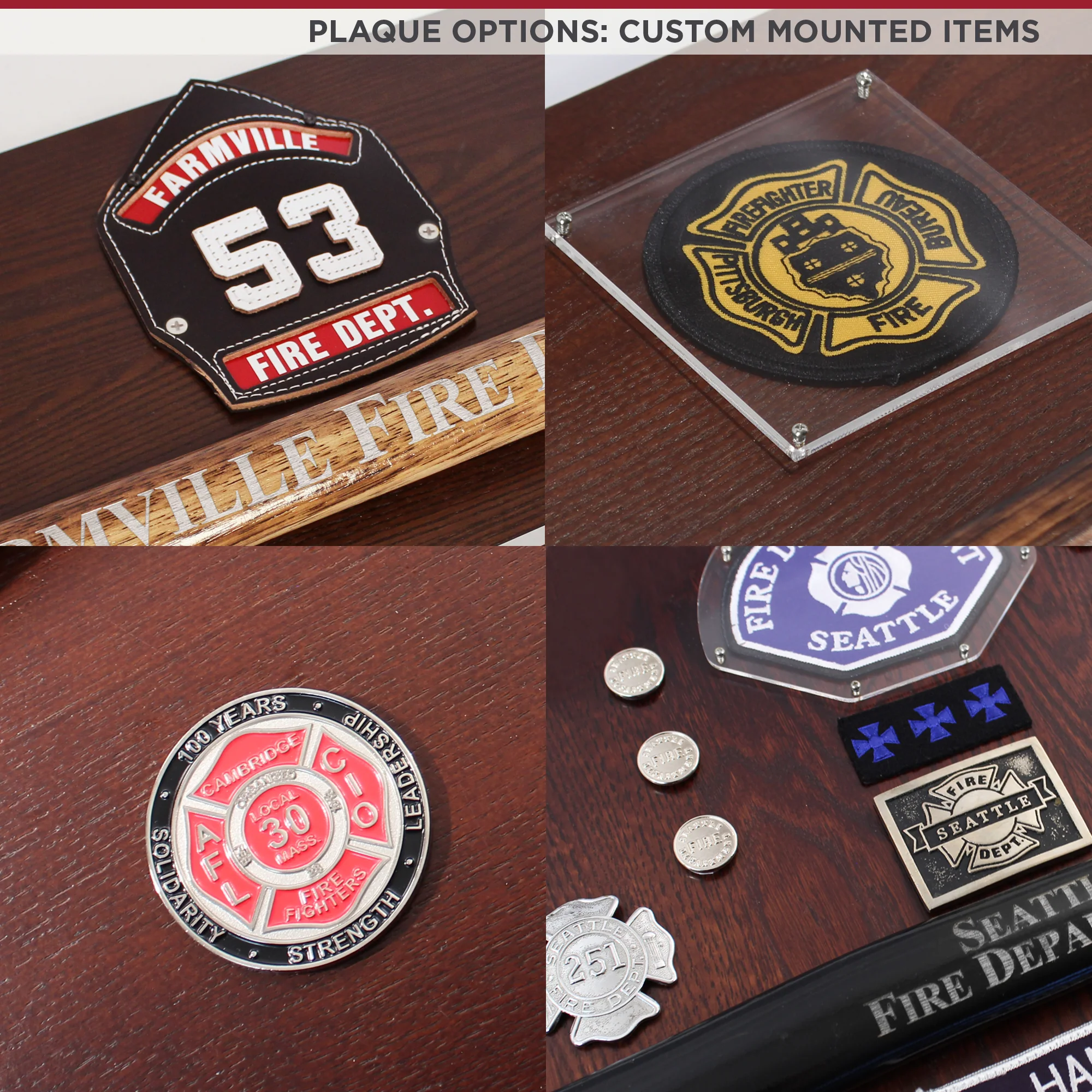 20" x 12" Walnut Firefighter Axe Award Plaque - Chrome - Image 12