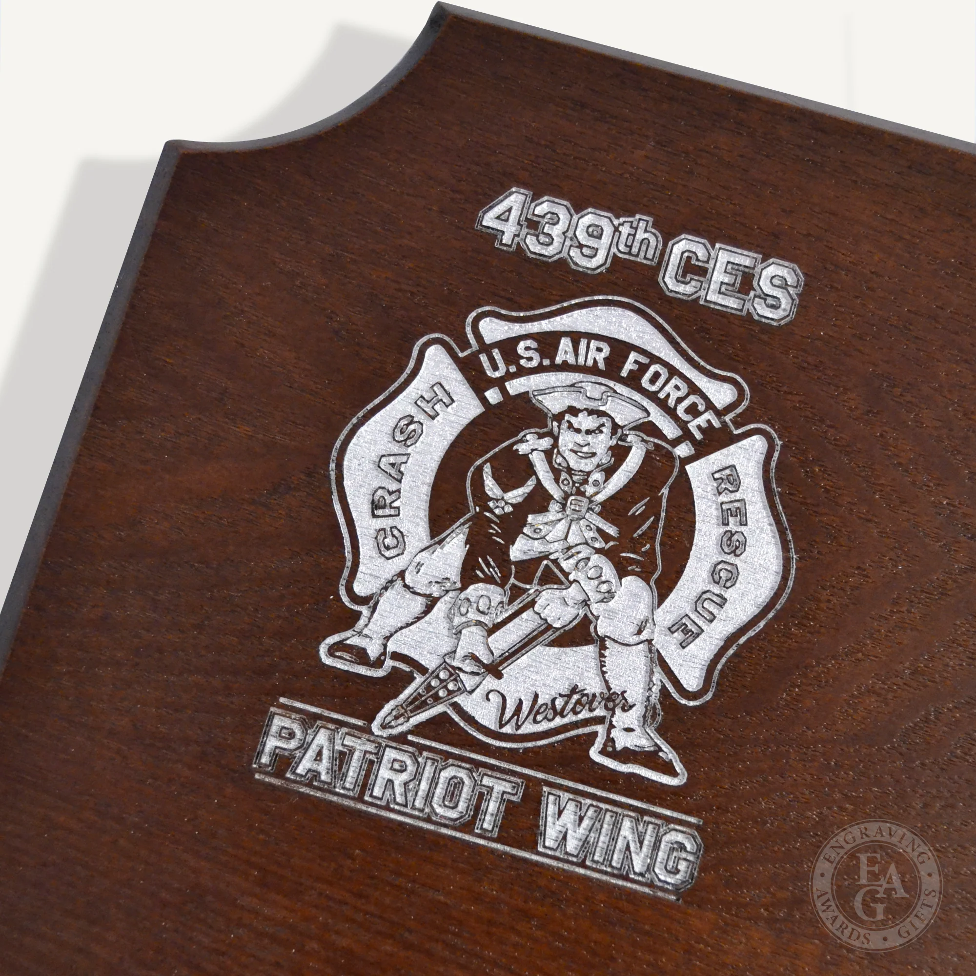 20" x 12" Walnut Firefighter Axe Award Plaque - Chrome - Image 21