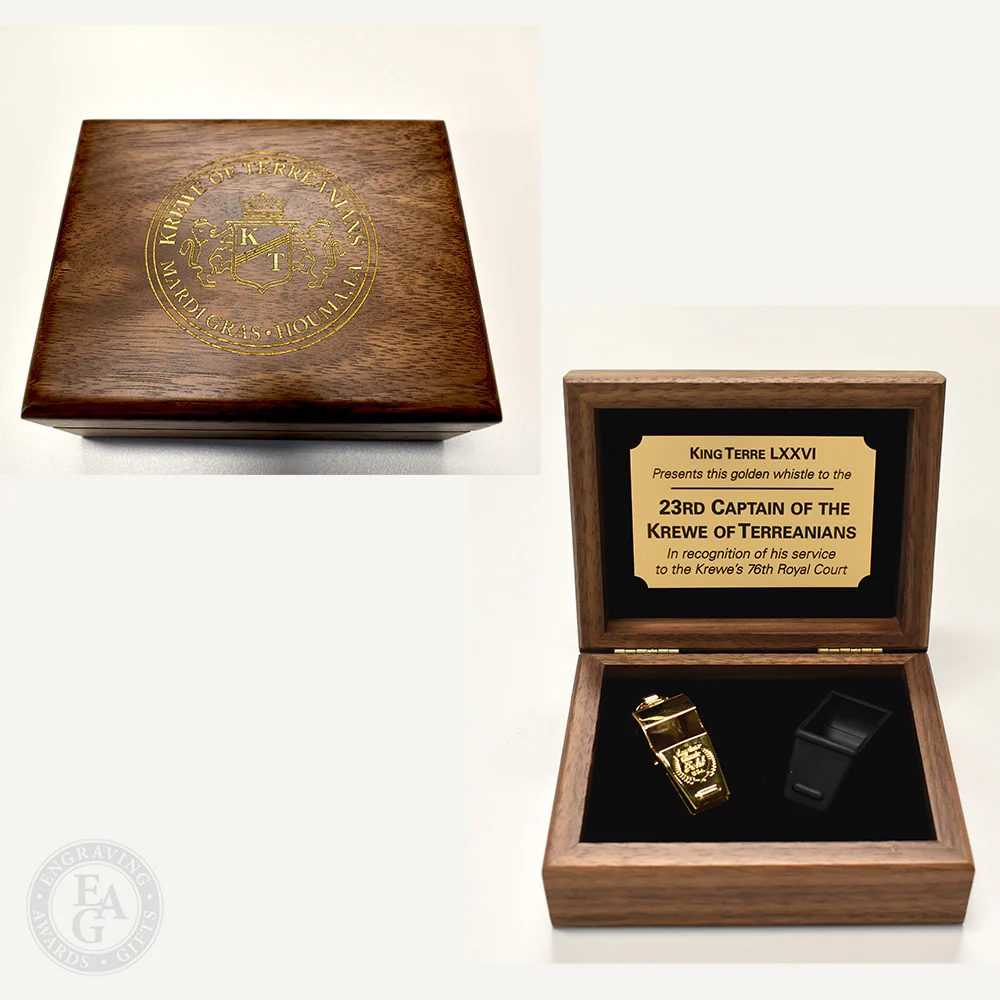 24 KT Gold Plated Whistle Award w/ Walnut Case - Image 14