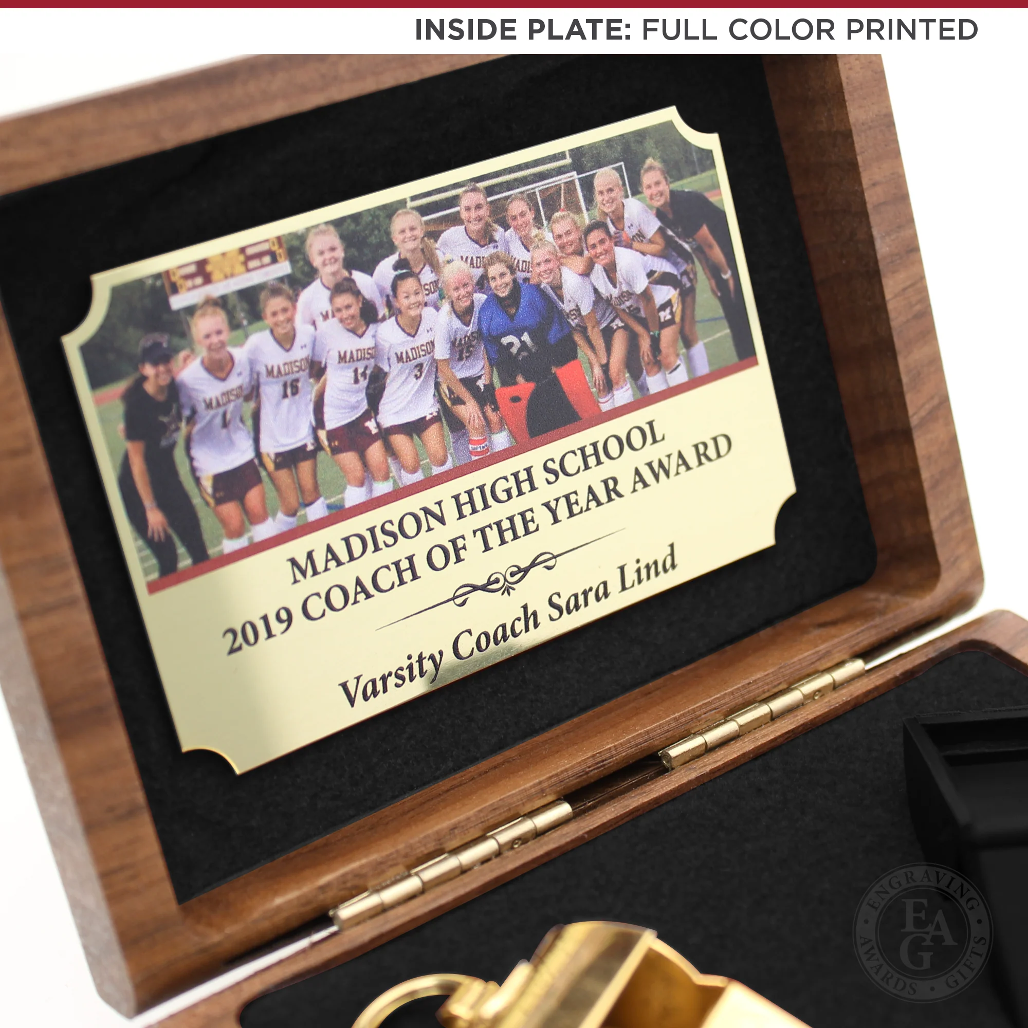24 KT Gold Plated Whistle Award w/ Walnut Case - Image 6
