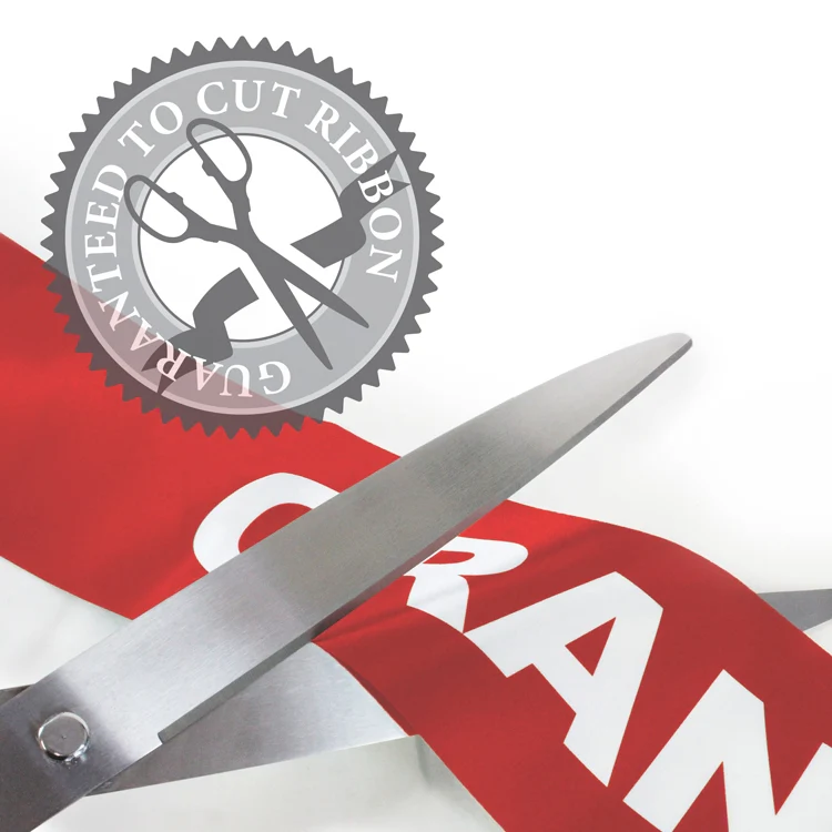 25" Black Ribbon Cutting Scissors with Silver Blades - Image 2