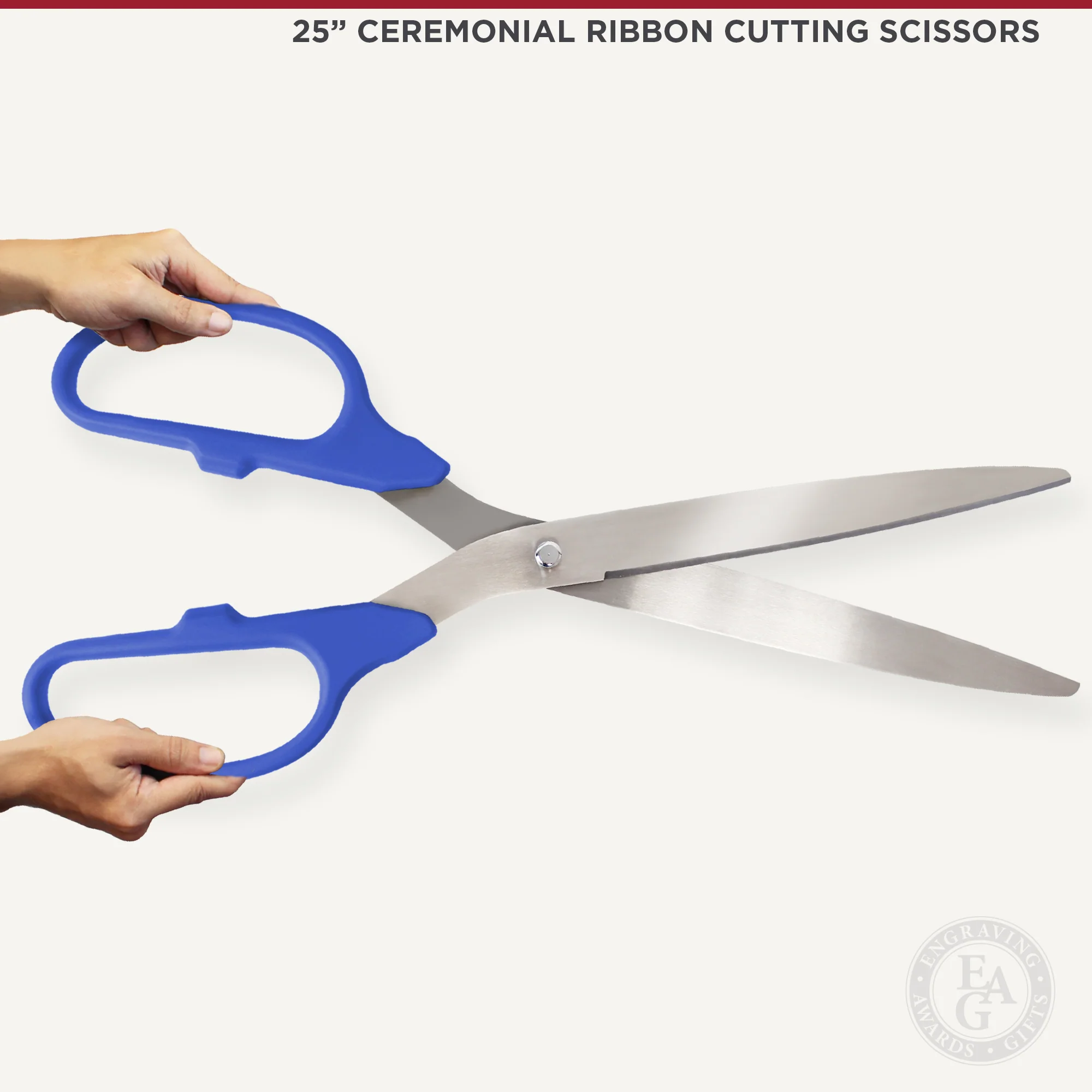 25" Blue Ribbon Cutting Scissors with Silver Blades - Image 6