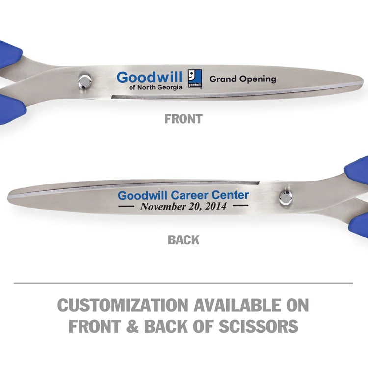 25" Blue Ribbon Cutting Scissors with Silver Blades - Image 8