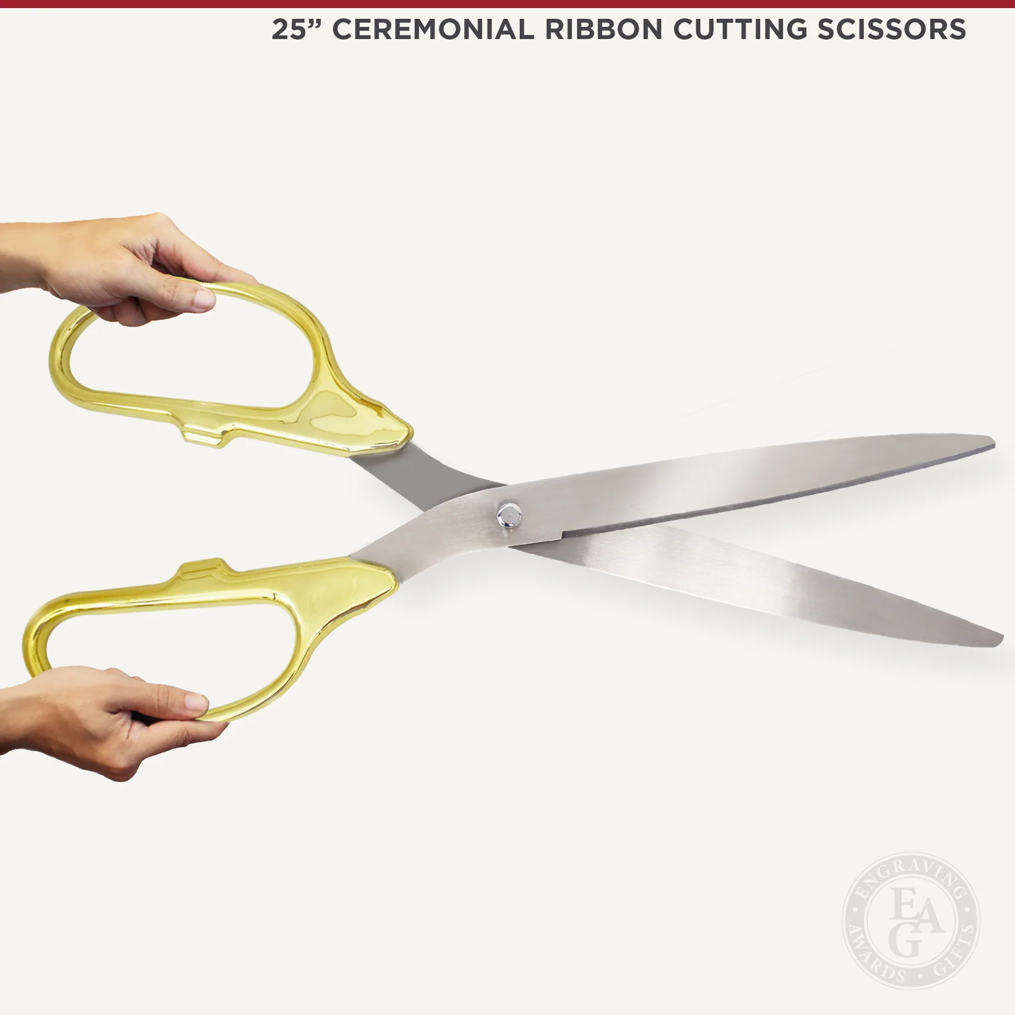 25" Gold Plated Ribbon Cutting Scissors with Silver Blades - Image 4