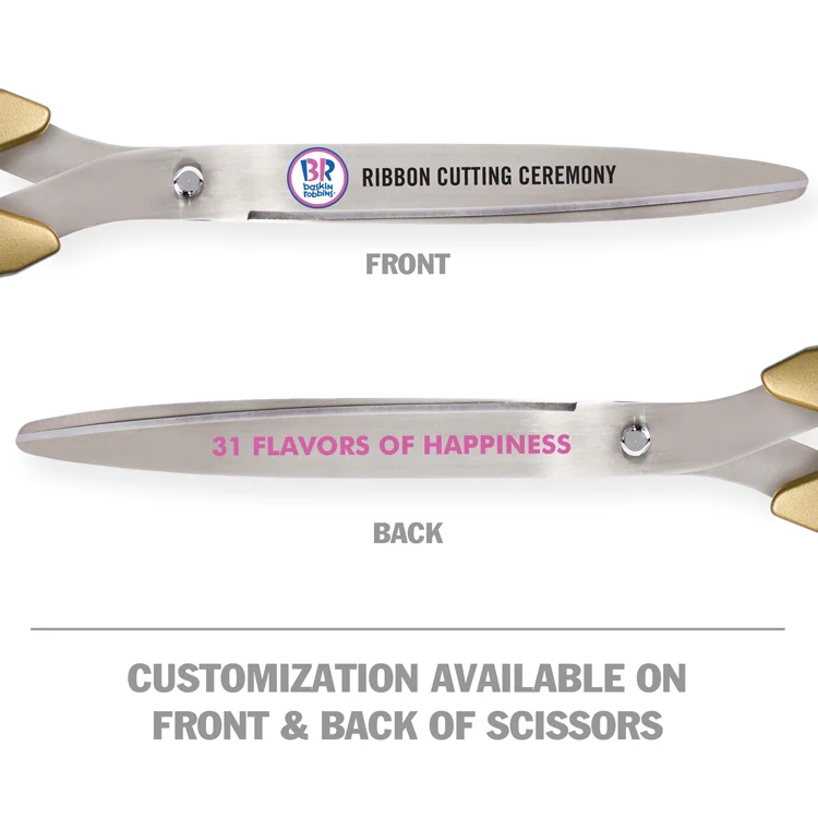 25" Gold Plated Ribbon Cutting Scissors with Silver Blades - Image 5