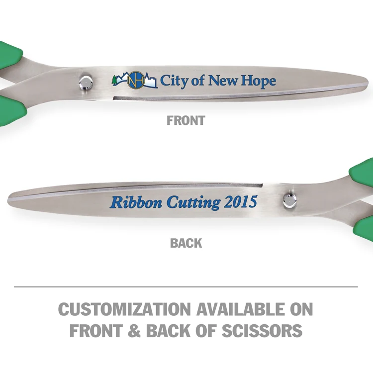 25" Green Ribbon Cutting Scissors with Silver Blades - Image 8