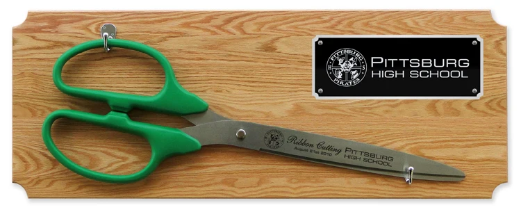 36" Ceremonial Ribbon Cutting Scissors Oak Plaque - Image 6