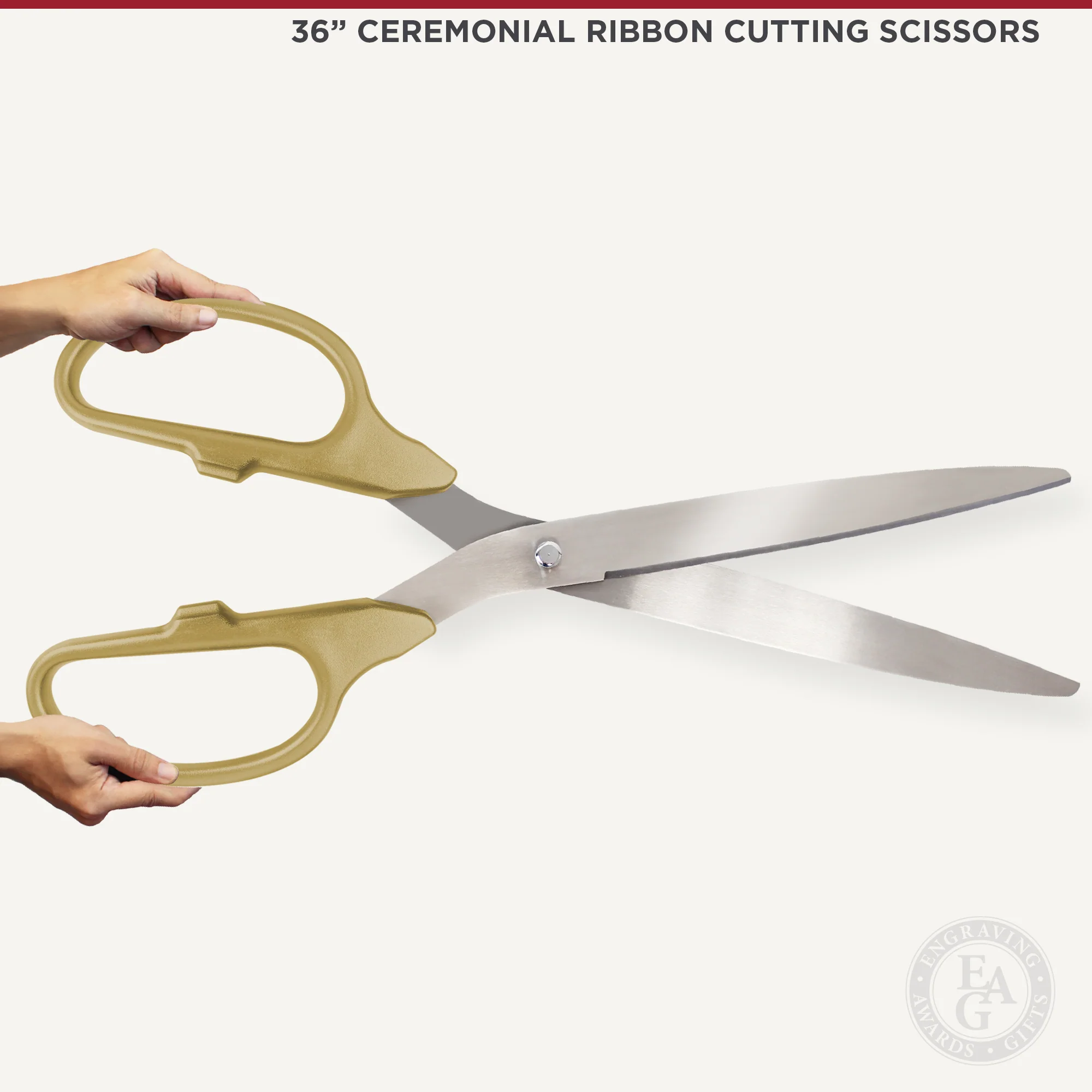 36" Gold Ribbon Cutting Scissors with Silver Blades - Image 3