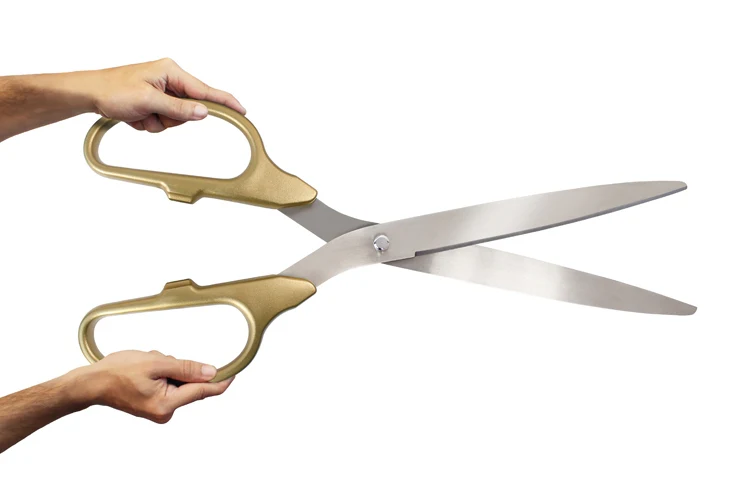 36" Gold Ribbon Cutting Scissors with Silver Blades - Image 7