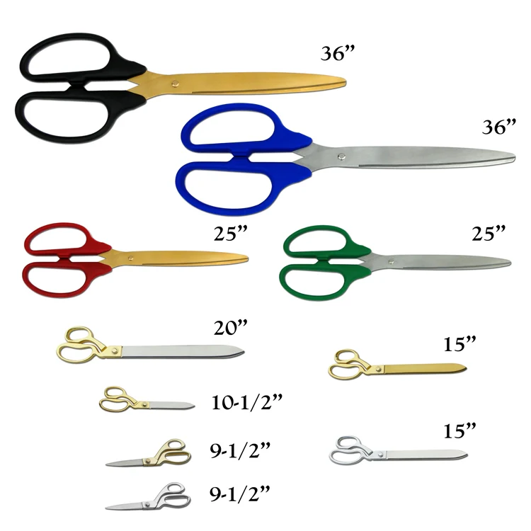 36" Gold Ribbon Cutting Scissors with Silver Blades - Image 8
