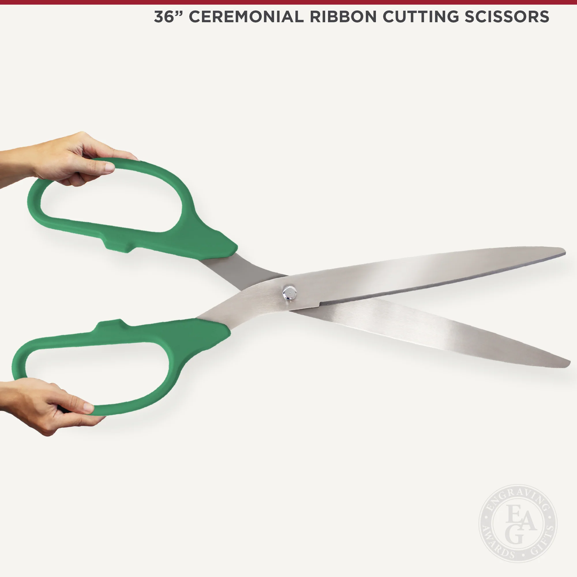 36" Green Ribbon Cutting Scissors with Silver Blades - Image 6