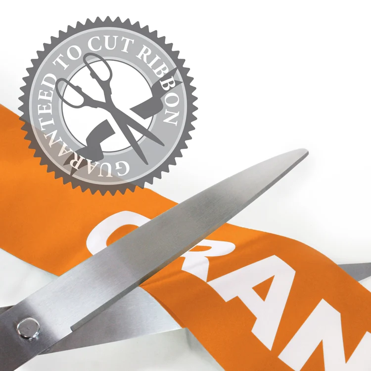 36" Orange Ribbon Cutting Scissors with Silver Blades - Image 3