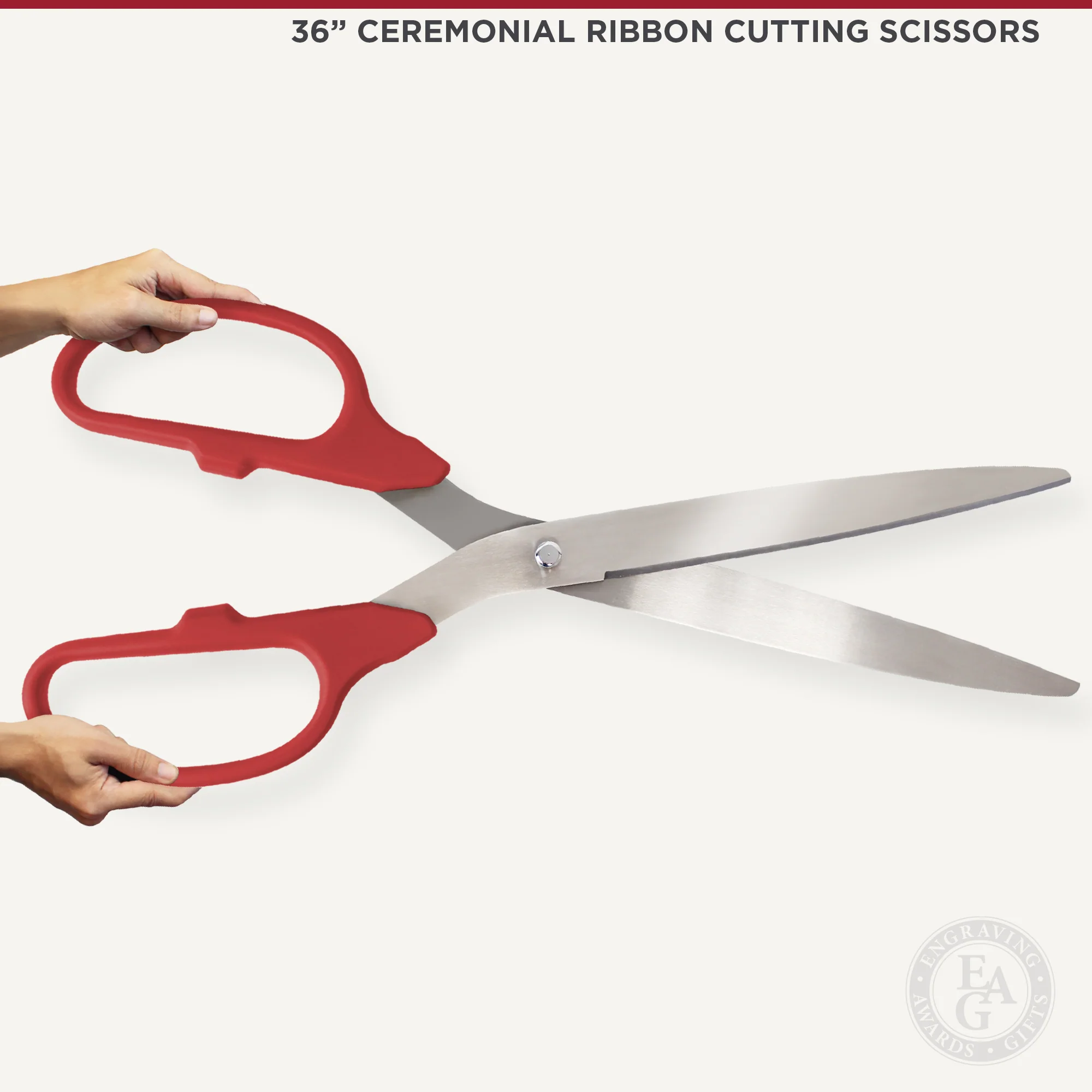 36" Red Ribbon Cutting Scissors with Silver Blades - Image 6