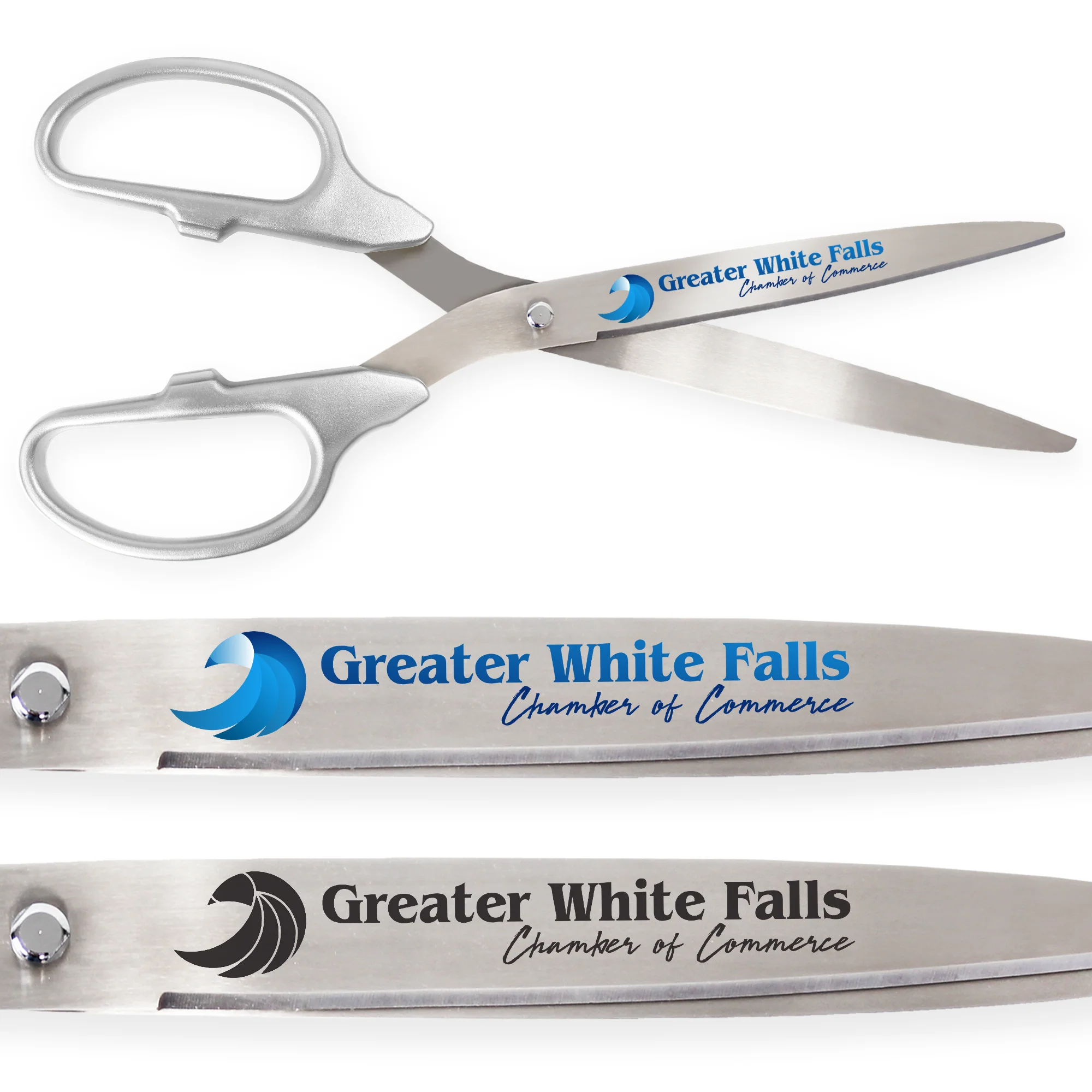 36" Silver Ribbon Cutting Scissors with Silver Blades - Image 2