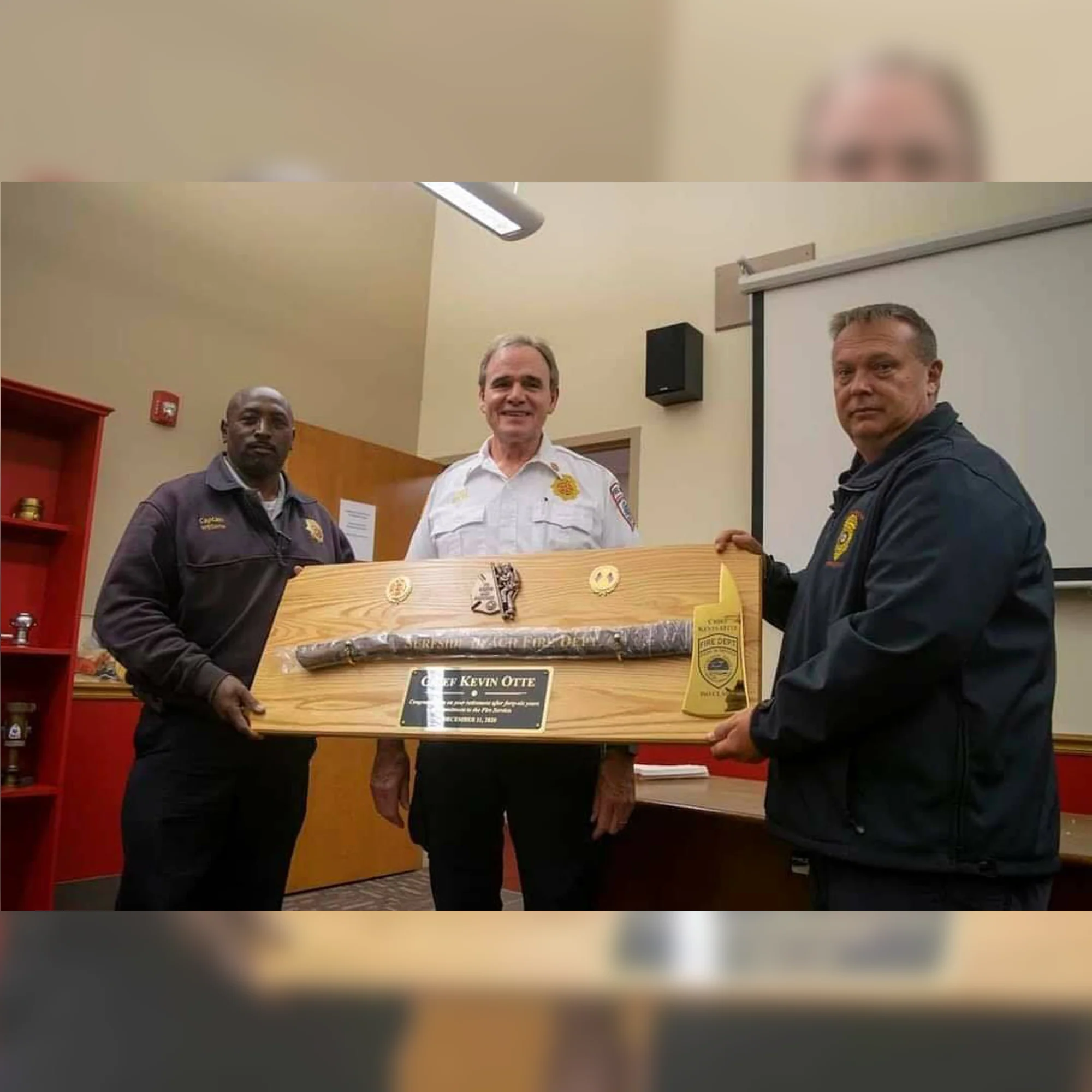 42x16 Oak Firefighter Award Plaque - Gold Axe - Image 25