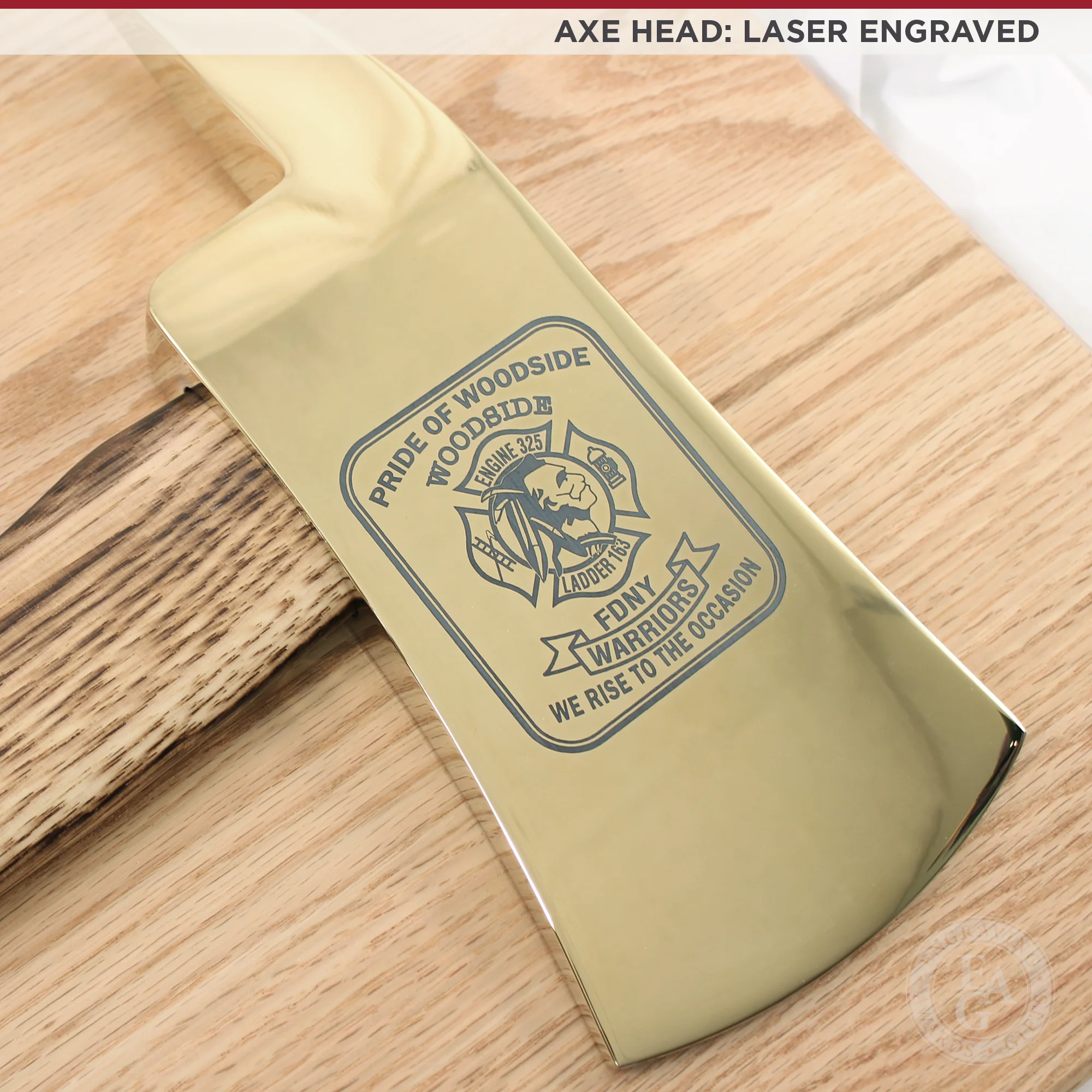 42x16 Oak Firefighter Award Plaque - Gold Axe - Image 3