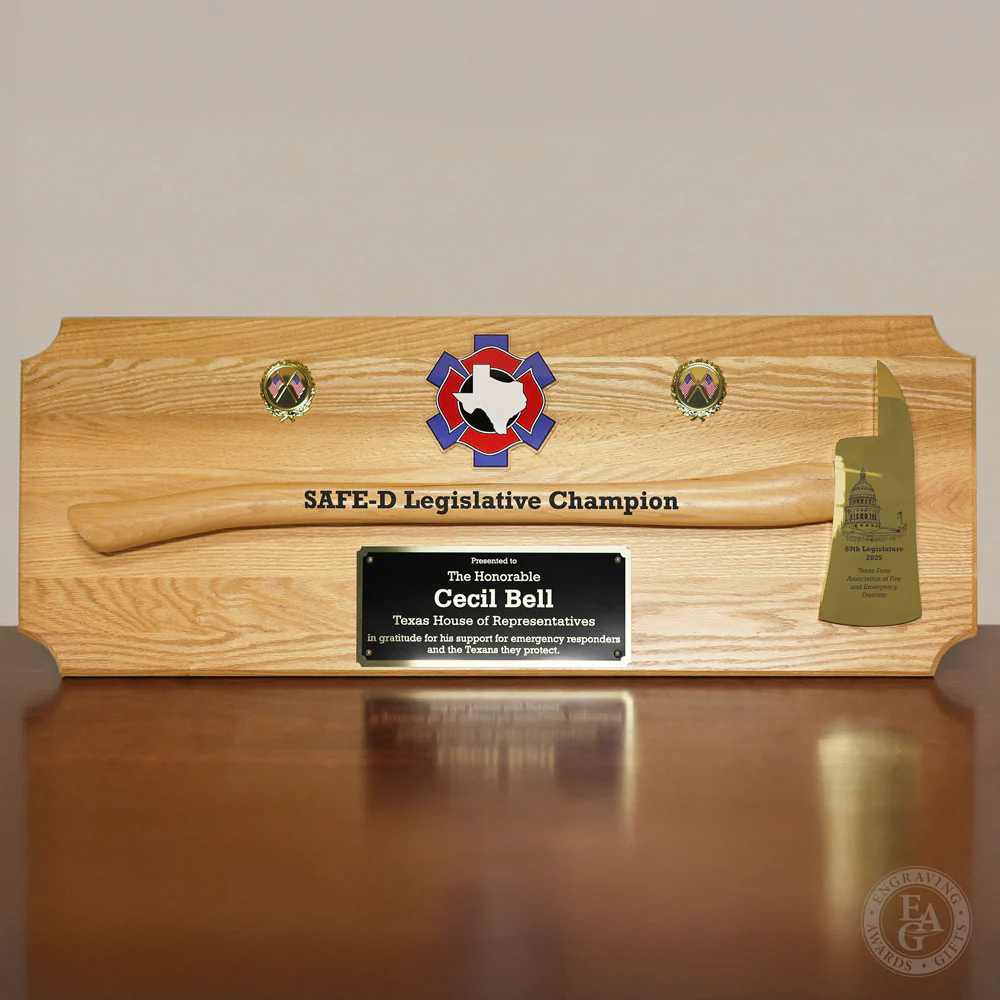 42x16 Oak Firefighter Award Plaque - Gold Axe - Image 34