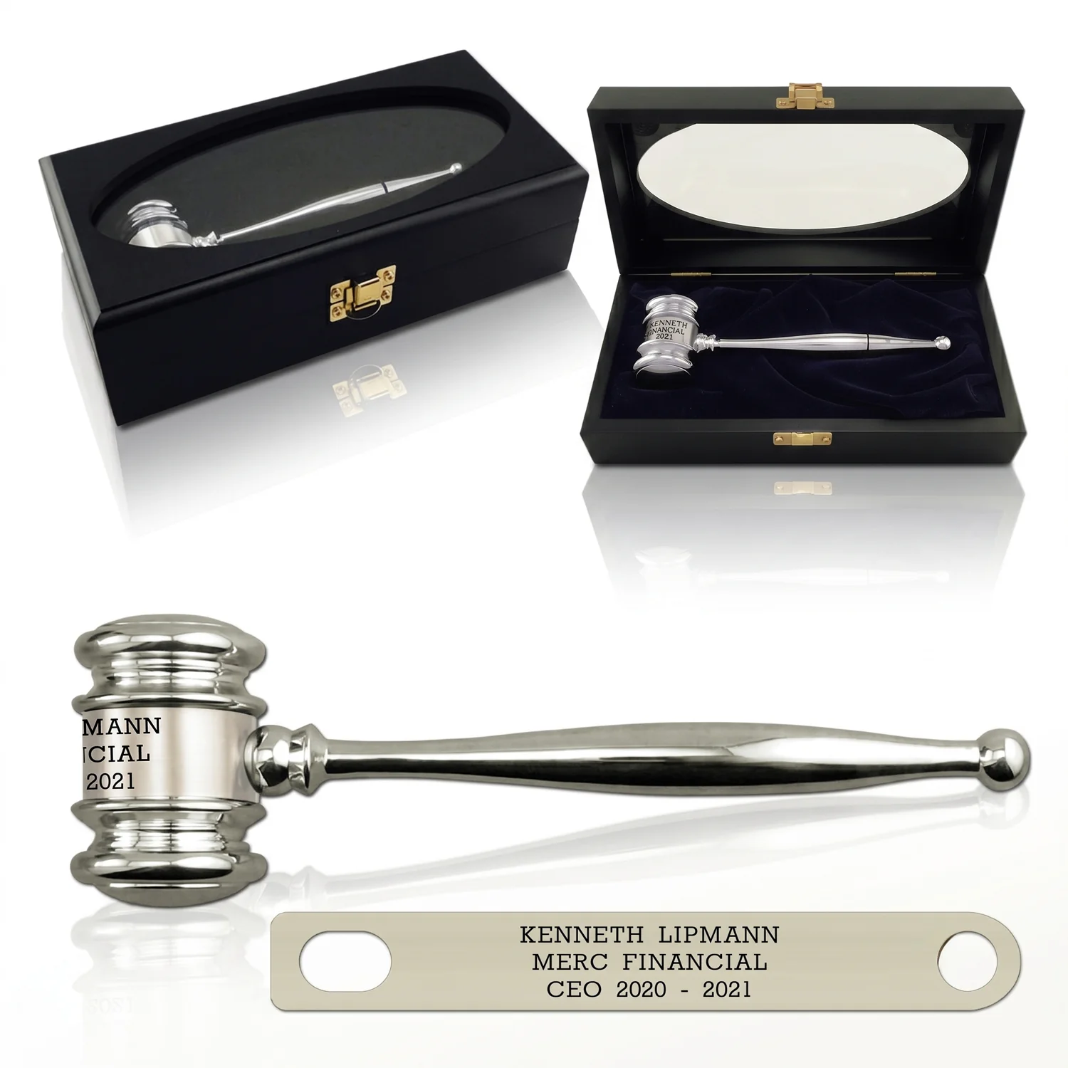 8" Fine Silver Plated Gavel Presentation Set