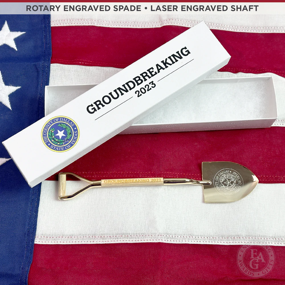 8-1/2" Gold & Silver Miniature Ceremonial Shovels - Wood Handles - Image 12