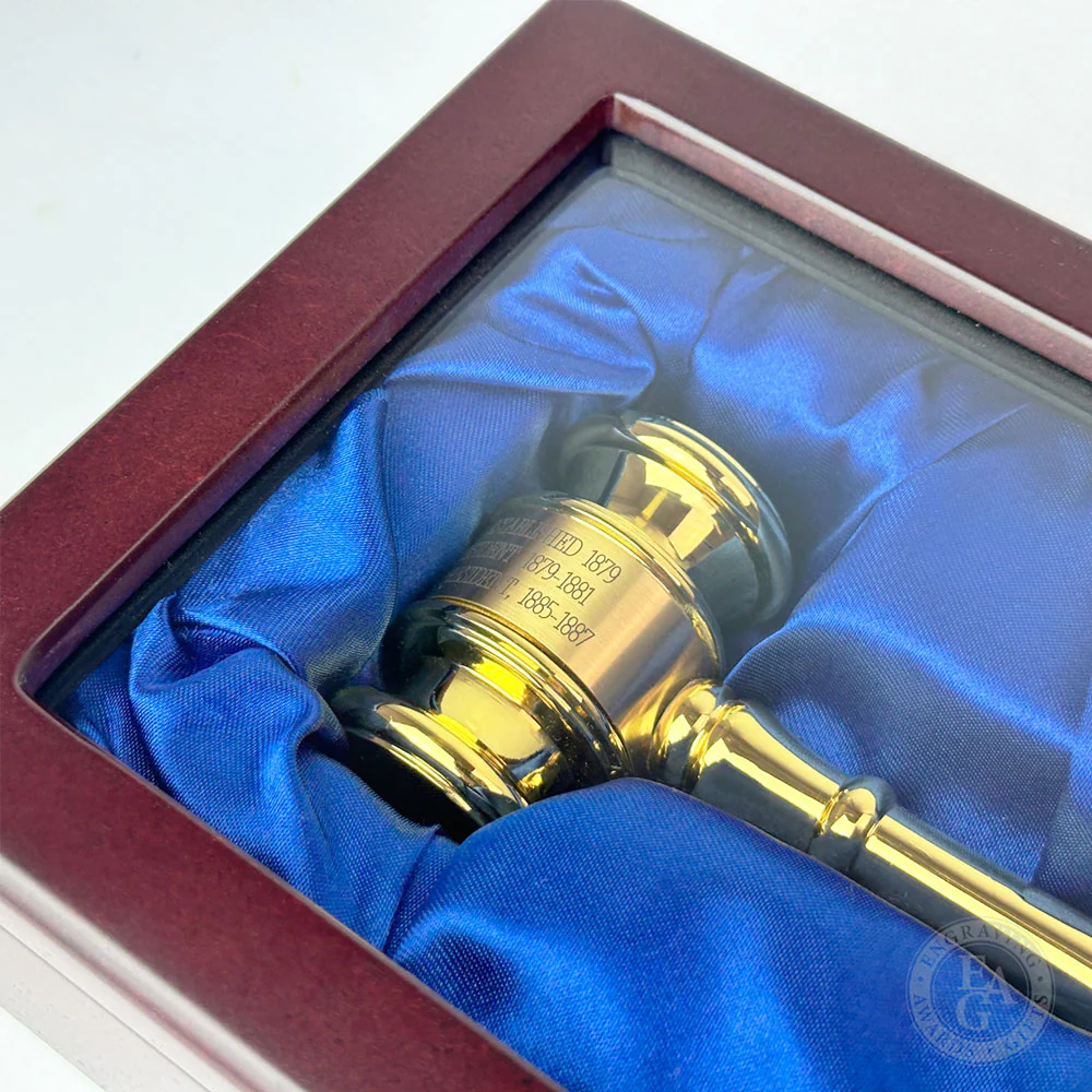 8" Solid Brass Gavel with Mahogany Finish Presentation Case - Image 4