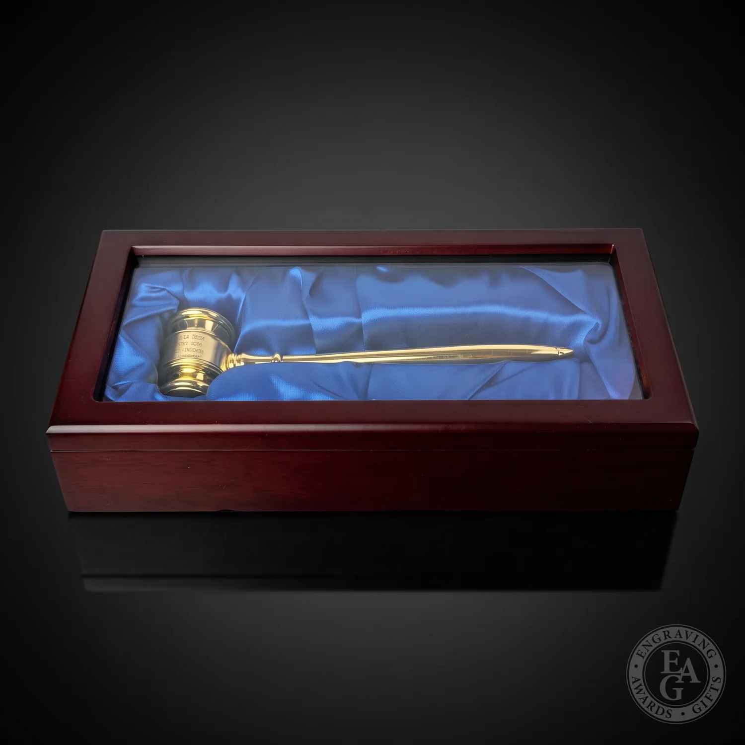 8" Solid Brass Gavel with Mahogany Finish Presentation Case - Image 5