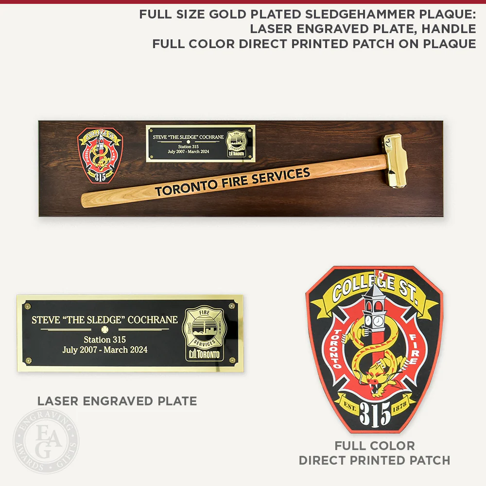 Full Size Gold Plated Sledgehammer Plaque - Image 3
