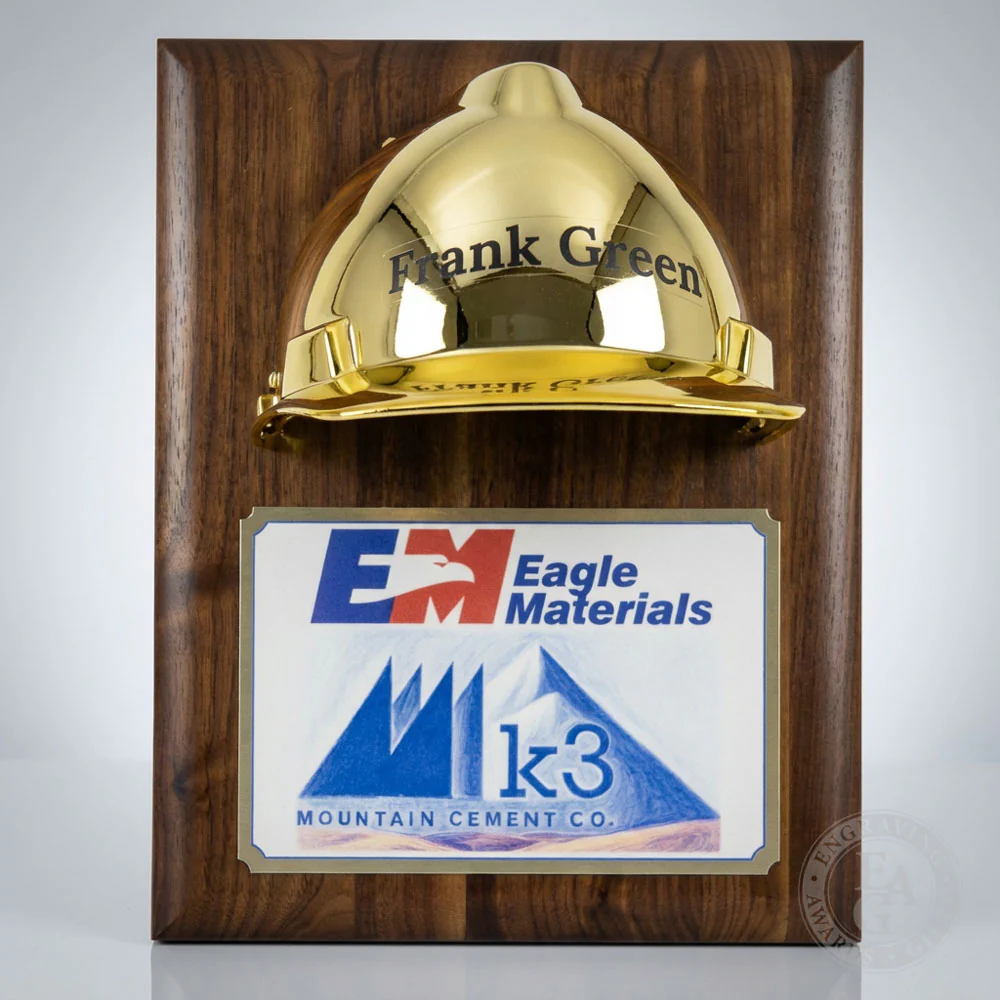 Full Size Walnut Hard Hat Plaque - Image 6