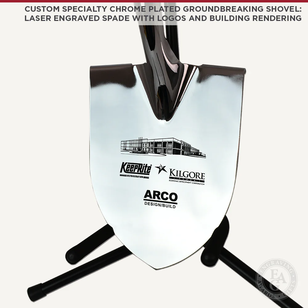 Groundbreaking Ceremonial Shovel Kit - Specialty Chrome Plated Long Handle - Image 12