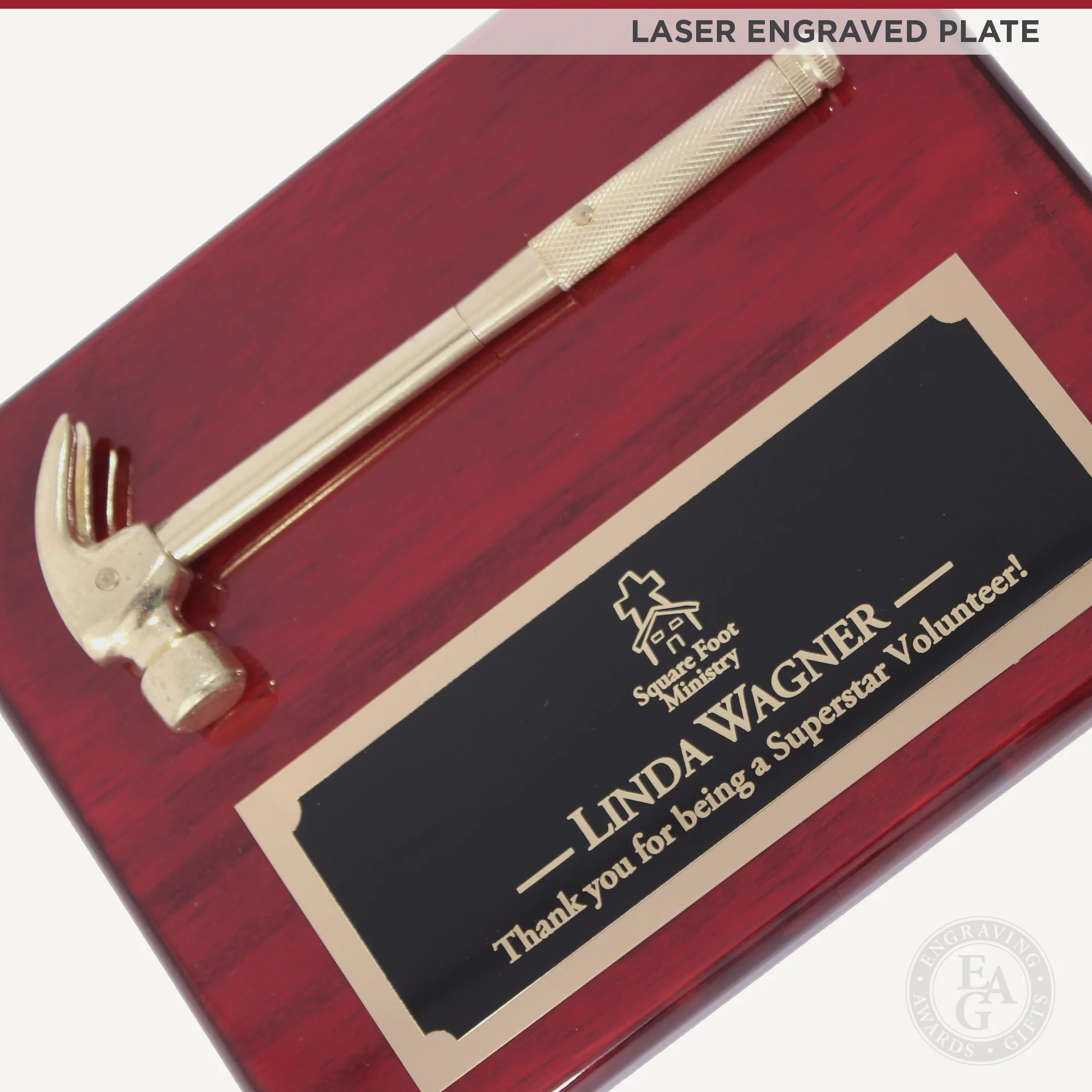 Rosewood Golden Hammer Plaque - Image 3